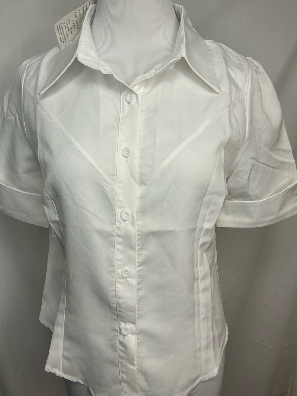 2123 - Classic White Button-Up Women's Shirt - Picture 2 of 6